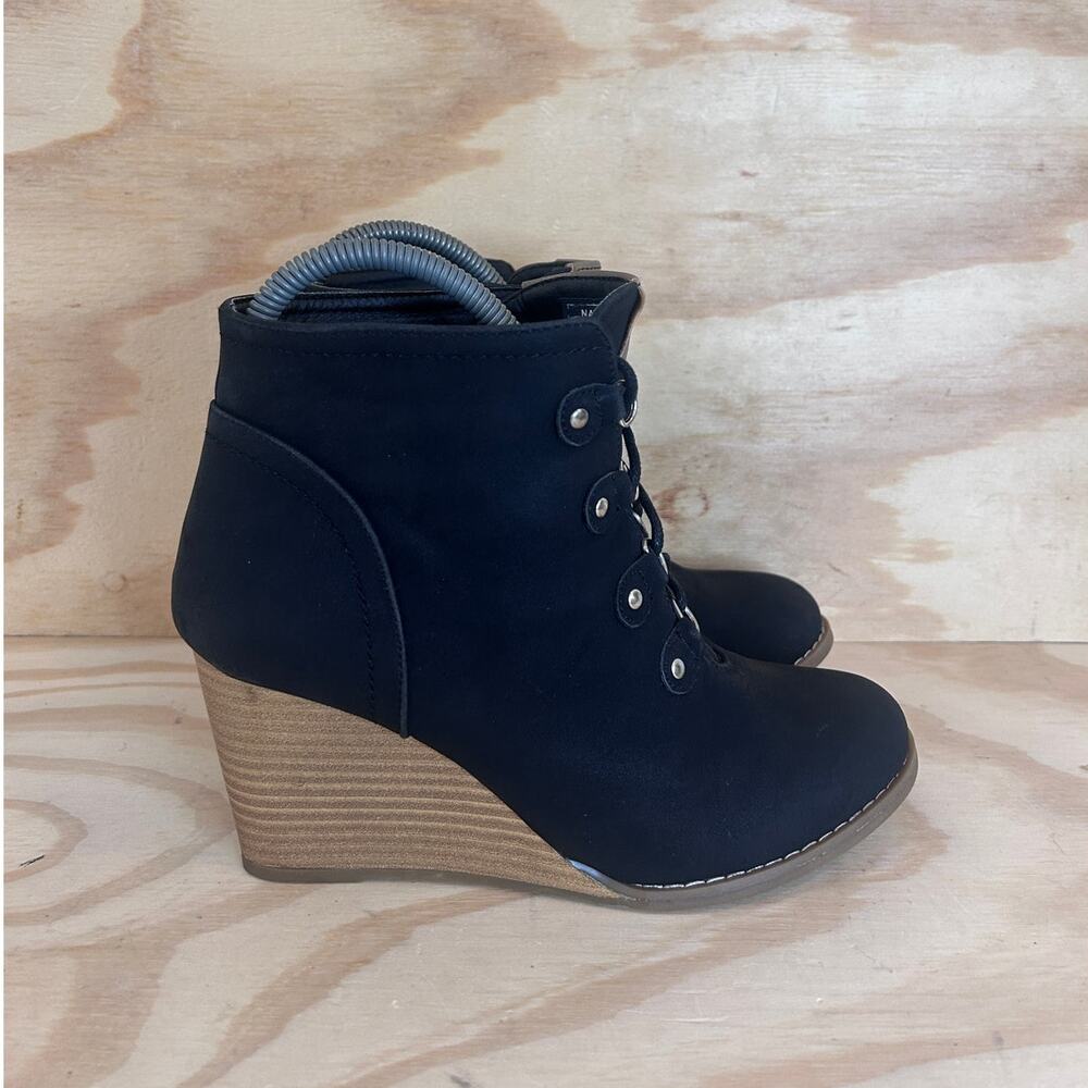 Nautica - Keel Haul - Ankle Suede Wedge Boots - Black - Women's - 7.5 - 346718